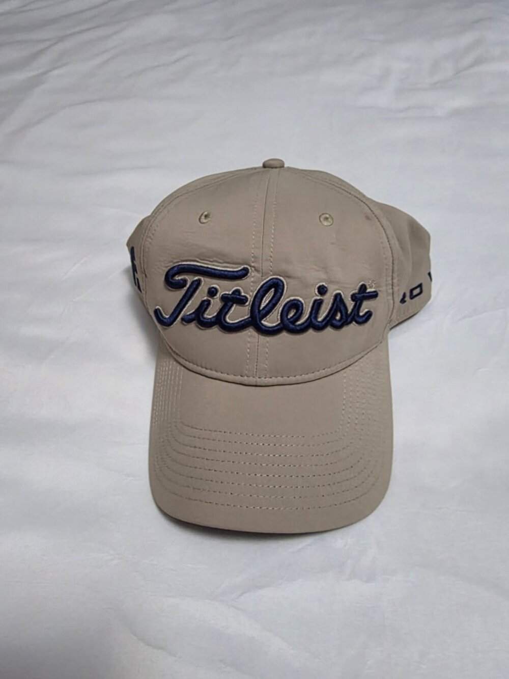 Titleist Strapback Golf Hat Cap Tan Khaki Navy Script Pro V1 FJ New